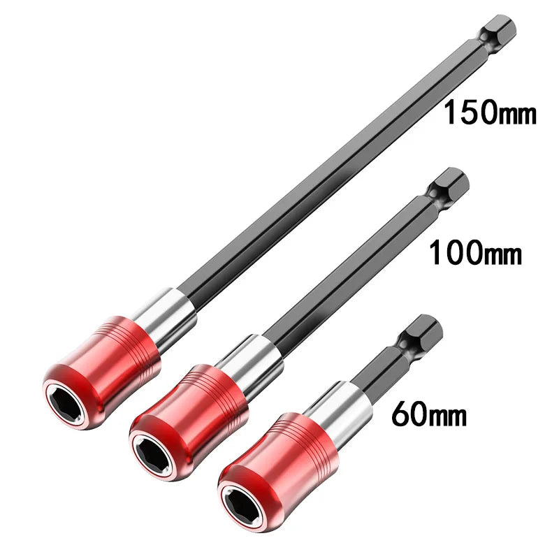 LIDIAO Magnetic Hex Bit Extension Bar Hexagonal Handle Red Three Piece Set Quick Release Self-locking Extension Rod Screwdriver