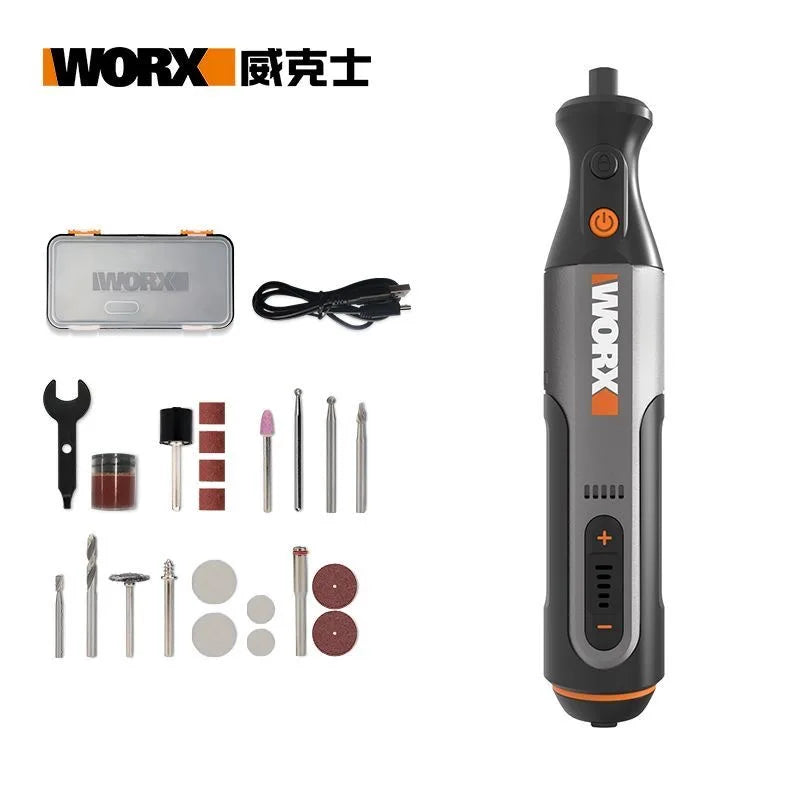 Worx WX106 Rotary Tool 8V Cordless Mini Drill Engraving Grinding Polishing Machine USB Charger Variable Speed Power Tools Set
