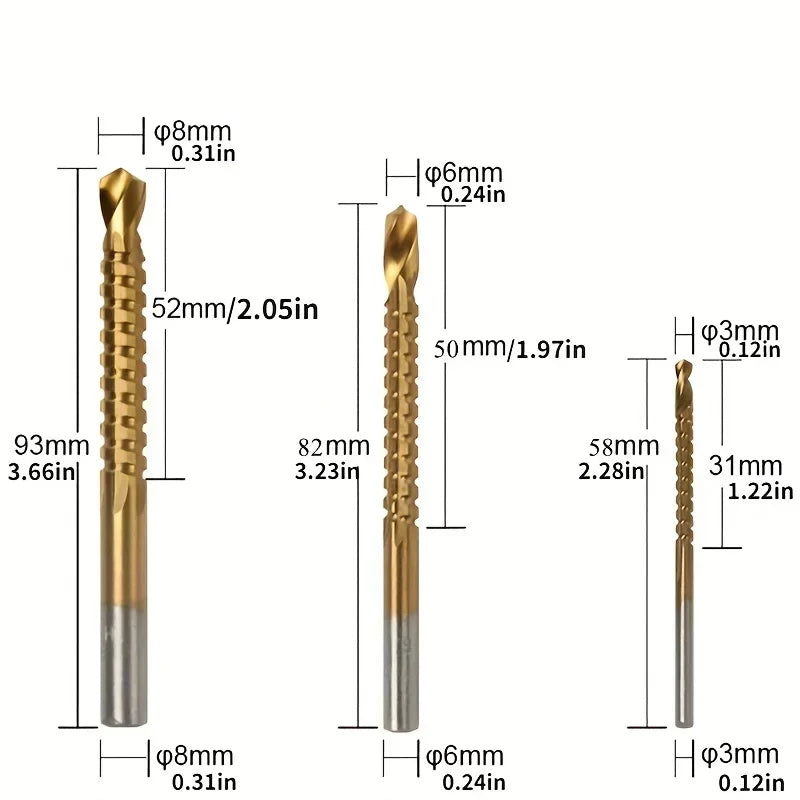 6Pcs Step Saw Drill Bit Set HSS Titanium Drill Bits Kit for 