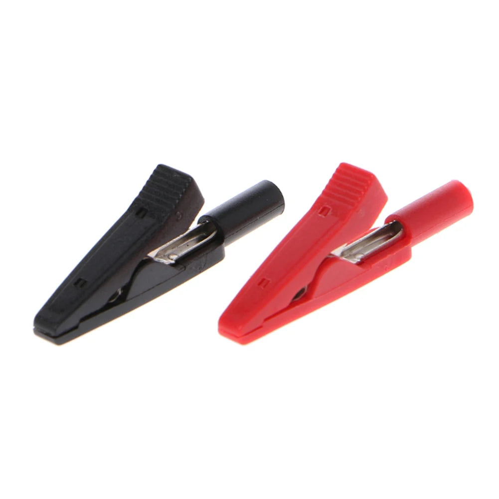 2Pcs Insulated Alligator Clip 2mm Battery Test Clip Banana F