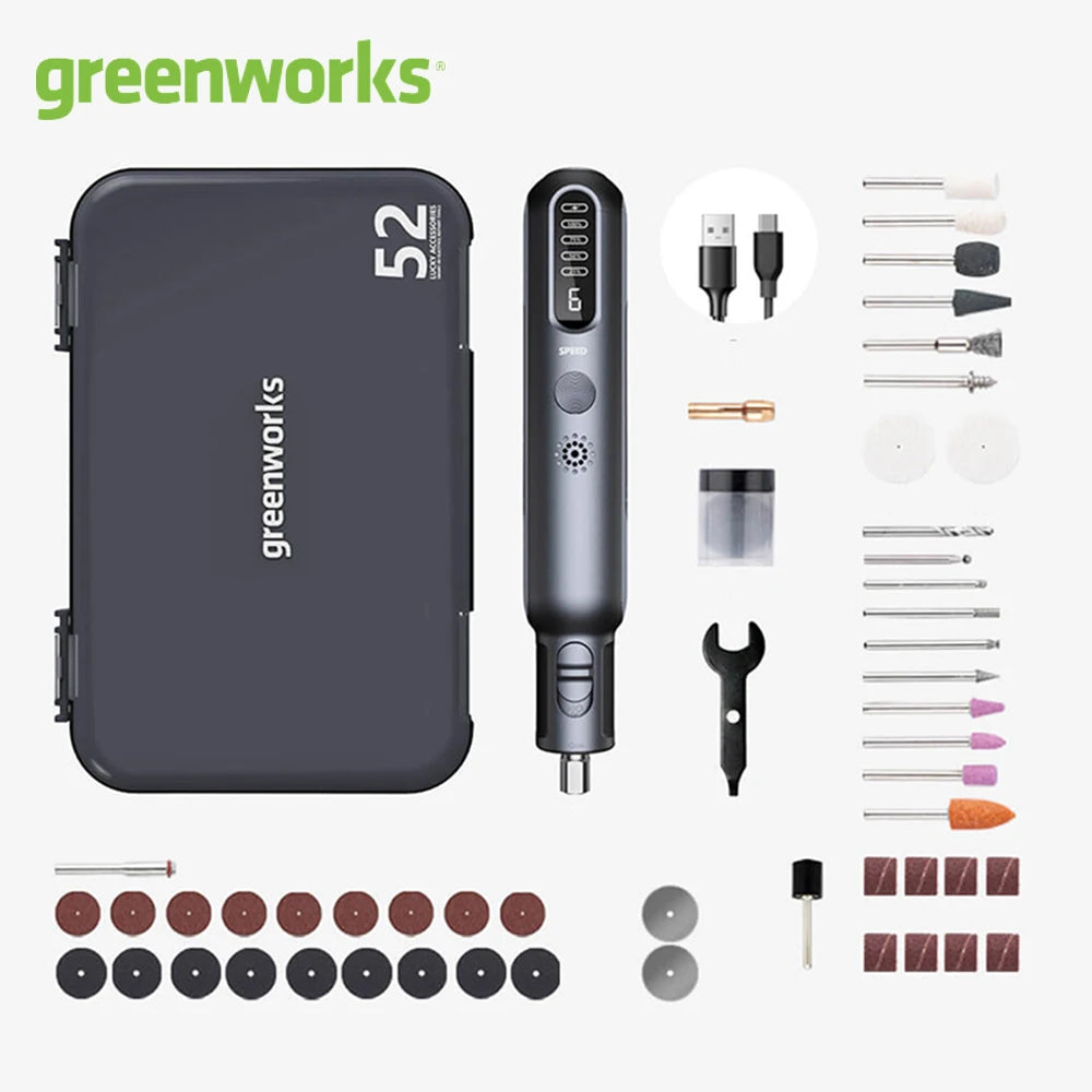 Greenworks 8V Mini Grinder 52pcs 80W Electric Grinding Engra