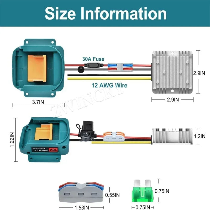 18V to 12V Step-Down Converter for Makita 18V for Power Whee