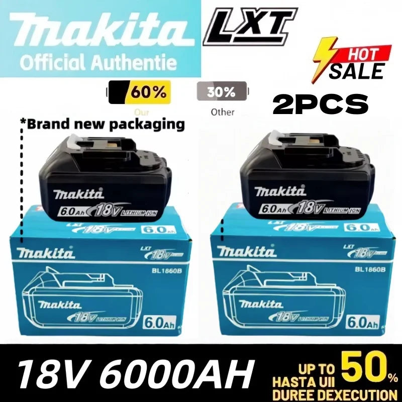 Genuine Makita 18V LXT 6.0Ah Li-ion Rechargeable Battery Replacement for BL1840 BL1850 BL1860 Power Tool Battery