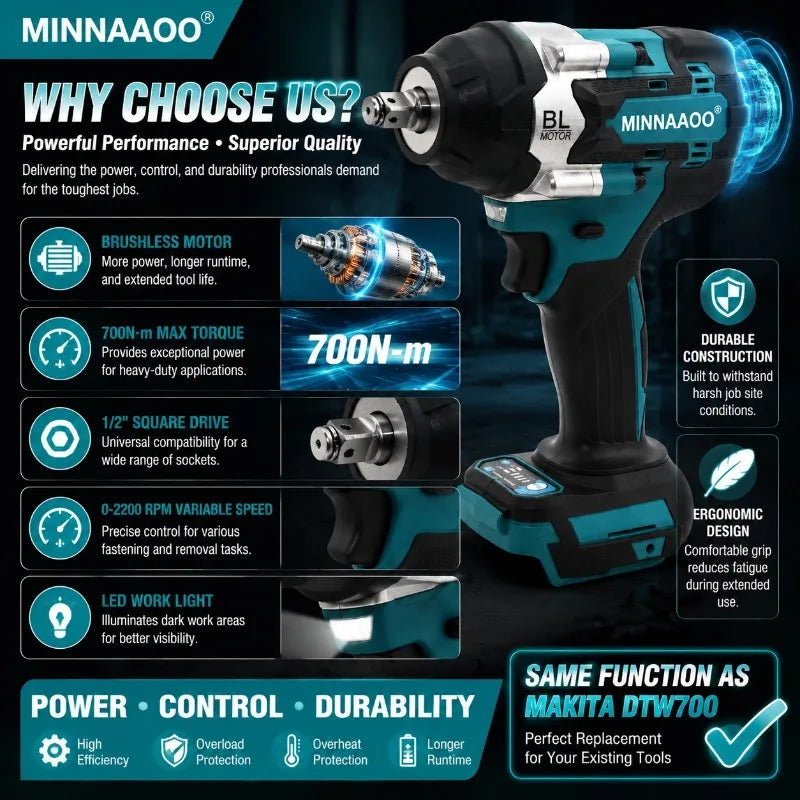 For Makita 18V 6Ah rechargeable power tool battery with LED 