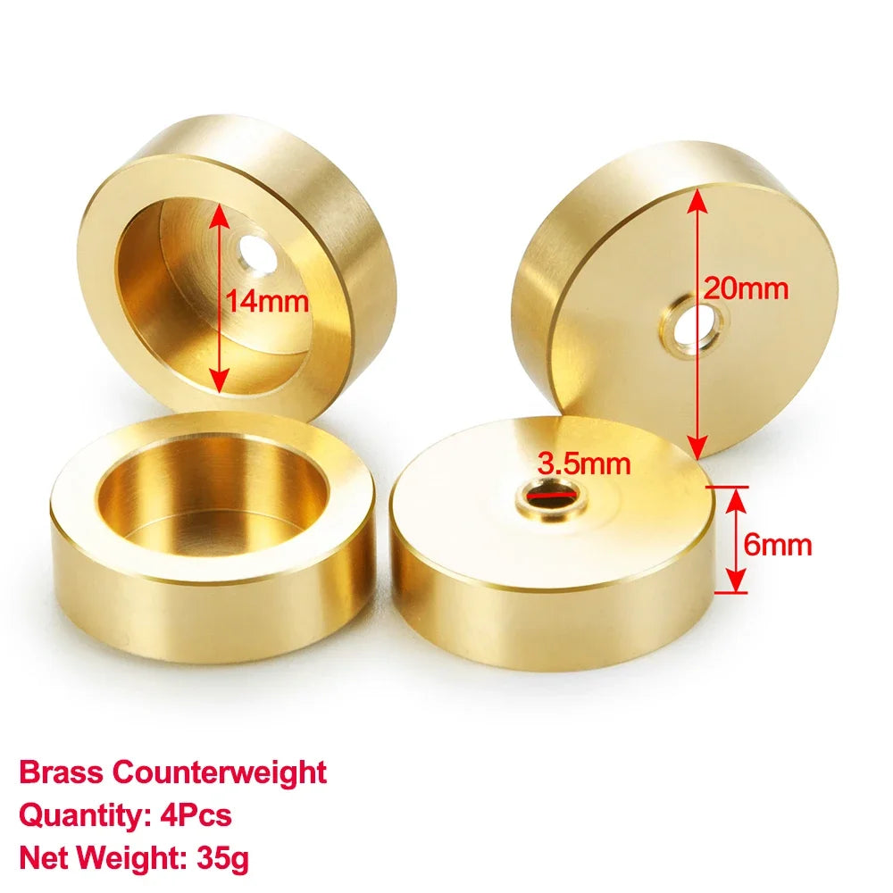 YEAHRUN Axial SCX24 Upgrade Parts Brass Counterweight Wheel Hex Adapter Axle Diff Cover Steering Knuckle Girder Motor Gears