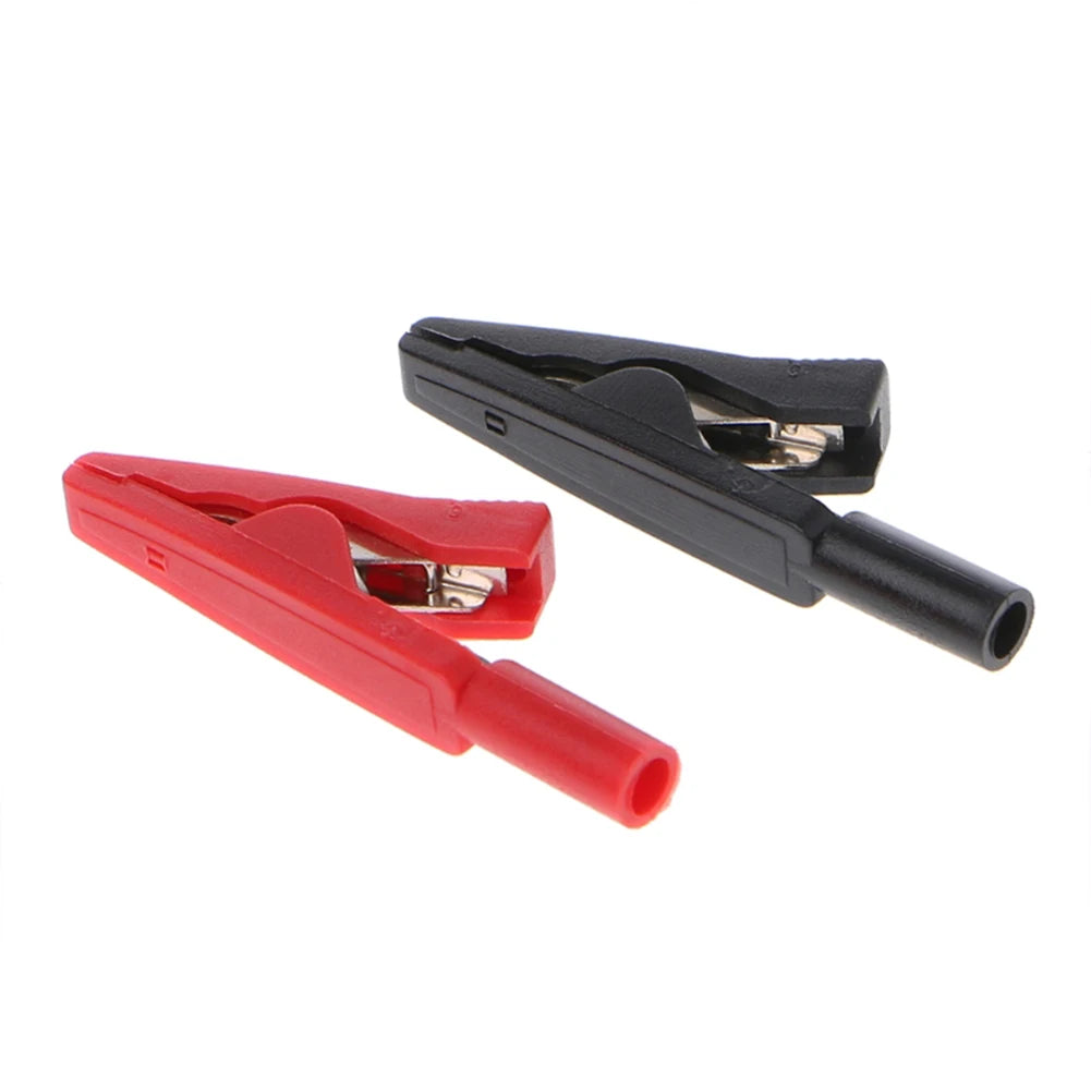2Pcs Insulated Alligator Clip 2mm Battery Test Clip Banana F