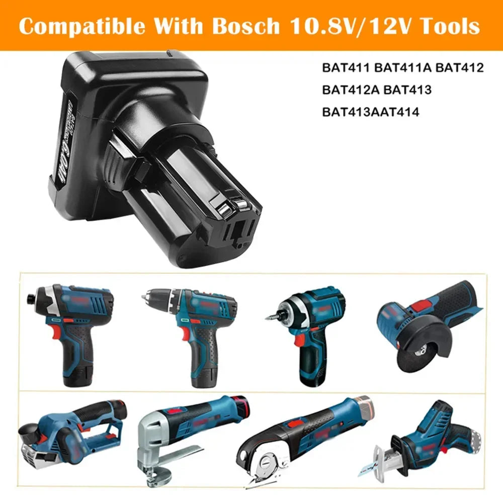 For 12V Bosch 6Ah Li-ion BAT420 BAT411 Replacement Battery f