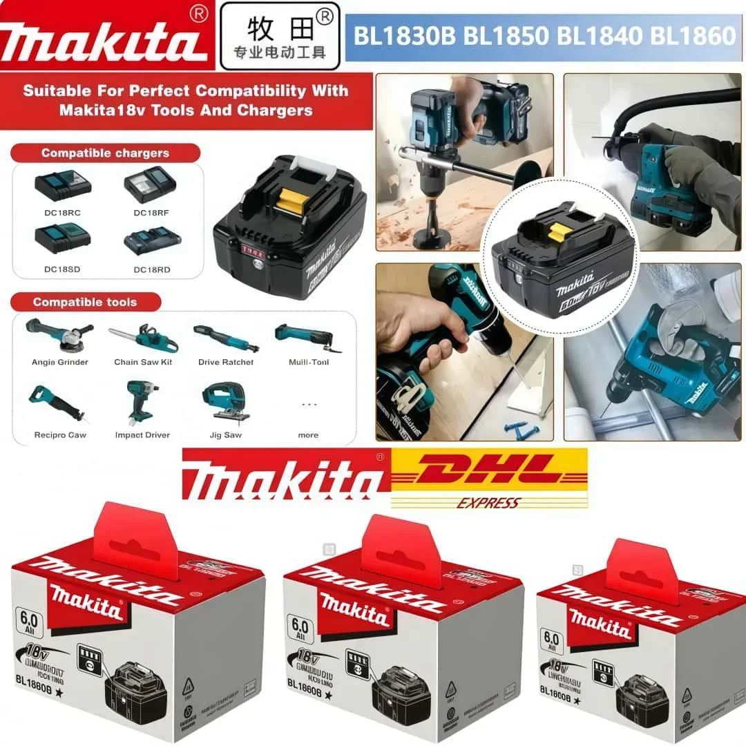 Original Makita 18V BL1860 6Ah Lithium Battery Power Tool Ba