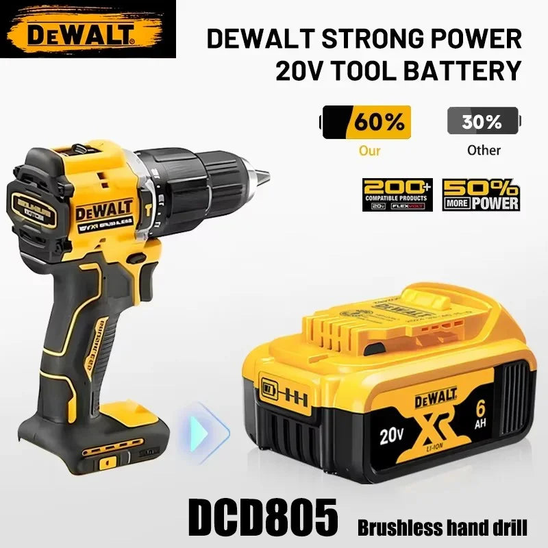 Original 100% Dewalt 20V XR Battery Power Tools DCD805 Dewal
