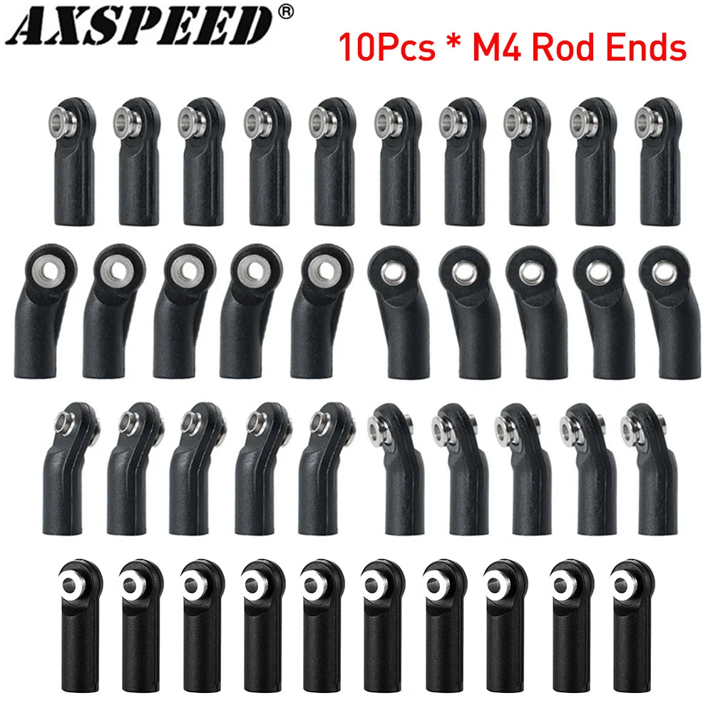 AXSPEED 10Pcs Plastic M4 Rod Ends Link Balls Head Linkage Jo