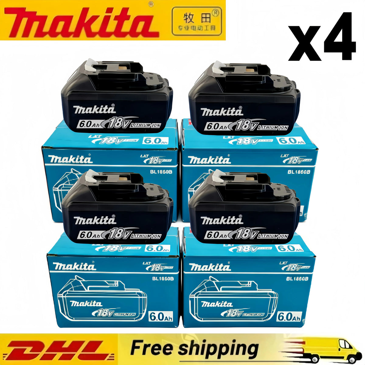 Genuine 6AH Makita BL1860 6Ah Battery Power Tools Li-ion Replacement LXT BL1850 BL1840 for 18V Screwdriver with BMS 18V Battery