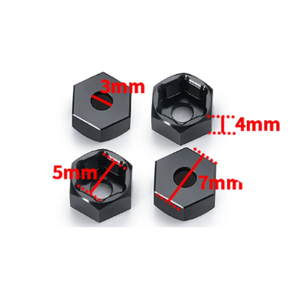 AXSPEED 4Pcs Aluminum 5mm to 7mm / 5mm to 12mm Wheel Hex Hub Adapters Conversion for WPL D12 2WD 1/10 RC Truck Upgrade Parts