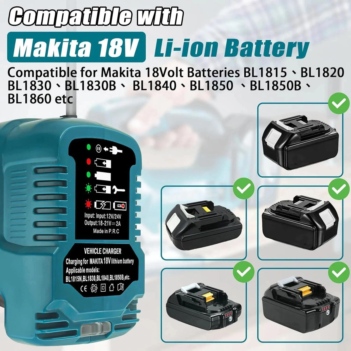 DC 12V/24V Li-ion Battery Mini Compact Car Charger Cigarette