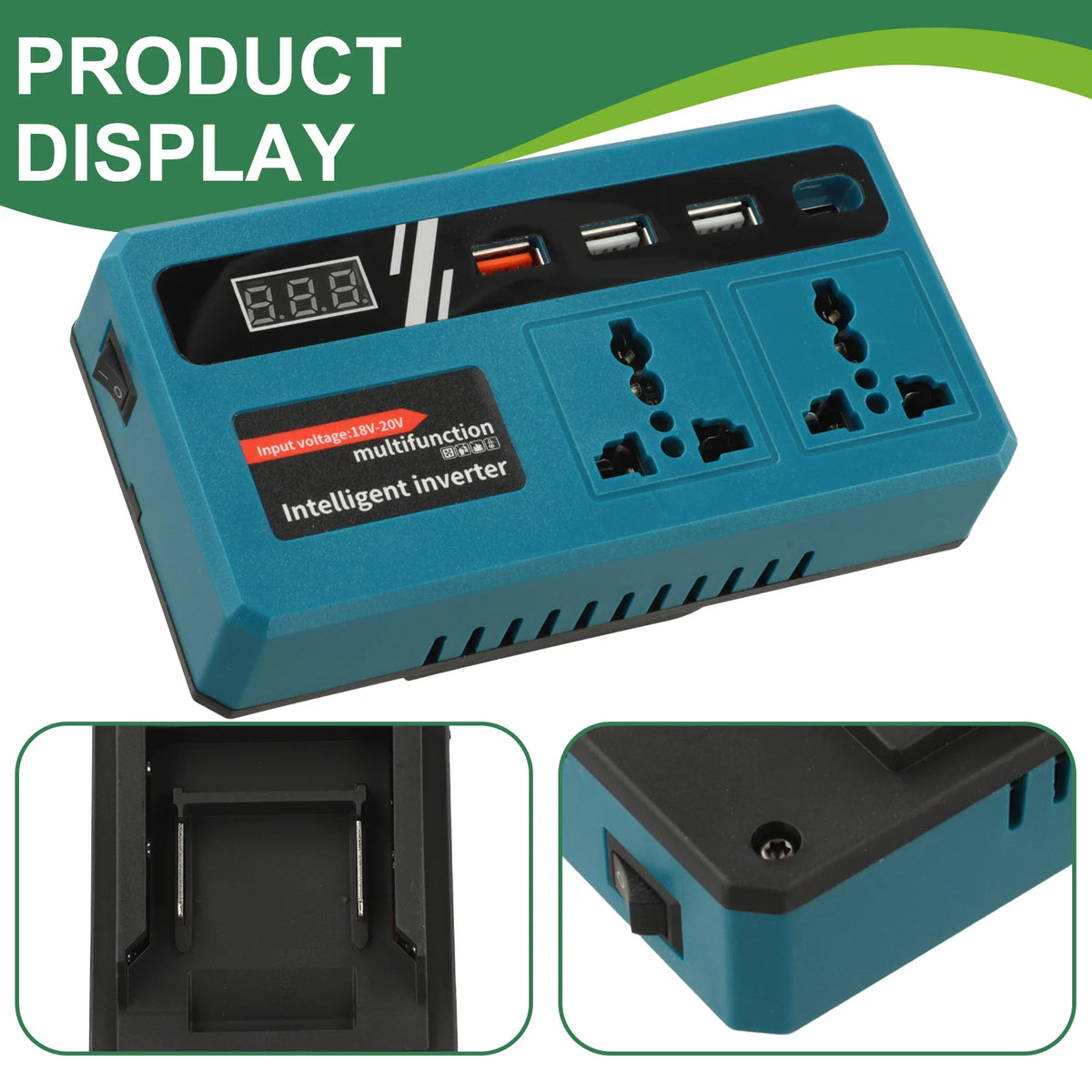 Portable Power Inverter Charger Adapter Socket For Makita Ba