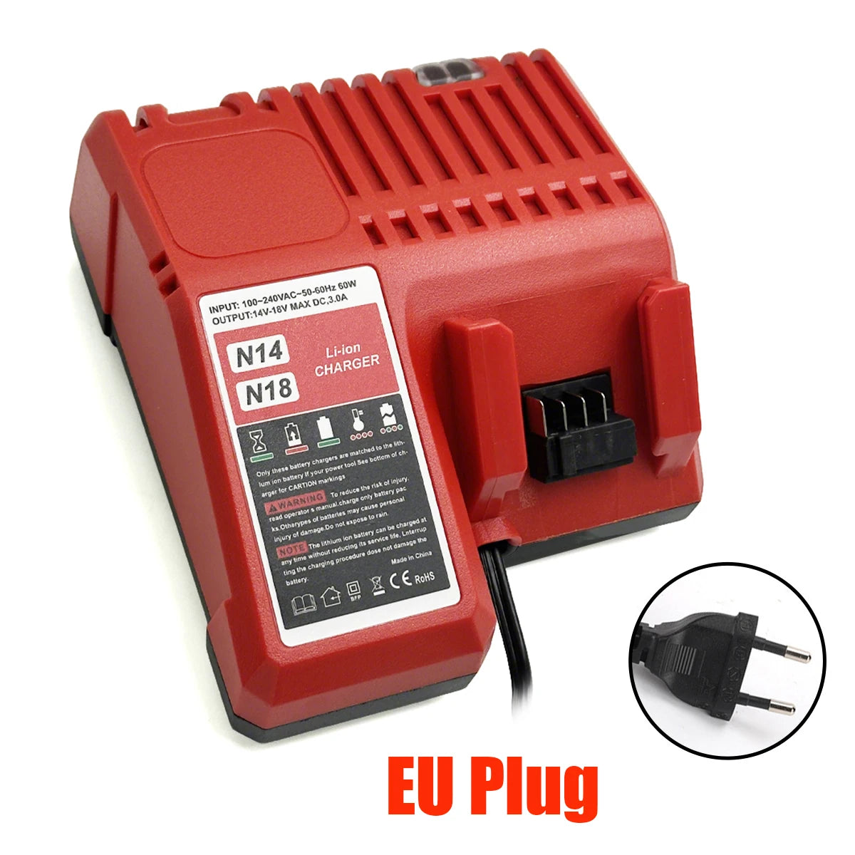 Rapid Replacement Charger for Milwaukee 14V/18V Li-Ion Battery Compatible with 18V Power Tools