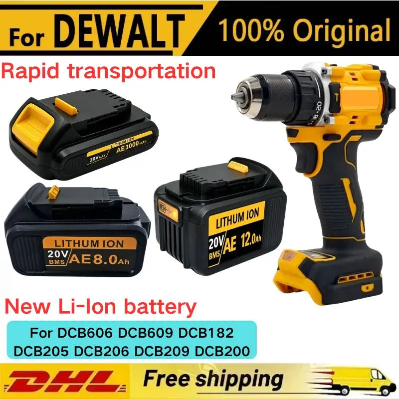 20V For DeWalt 12Ah/9Ah/8Ah/6Ah/3Ah Li-lon Battery Replaceme