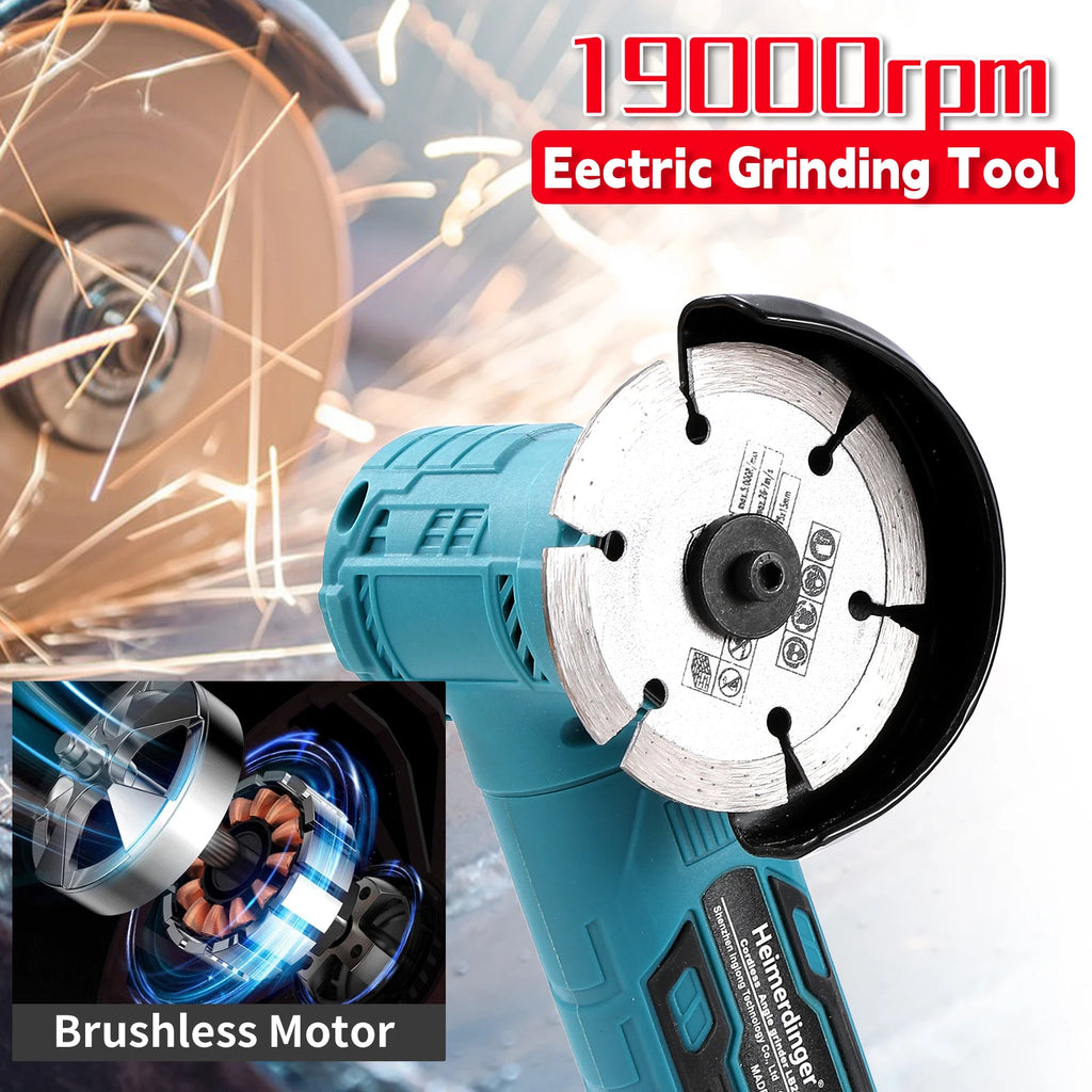 Heimerdinger 18V Brushless Mini Angle Grinder Kit Cordless G