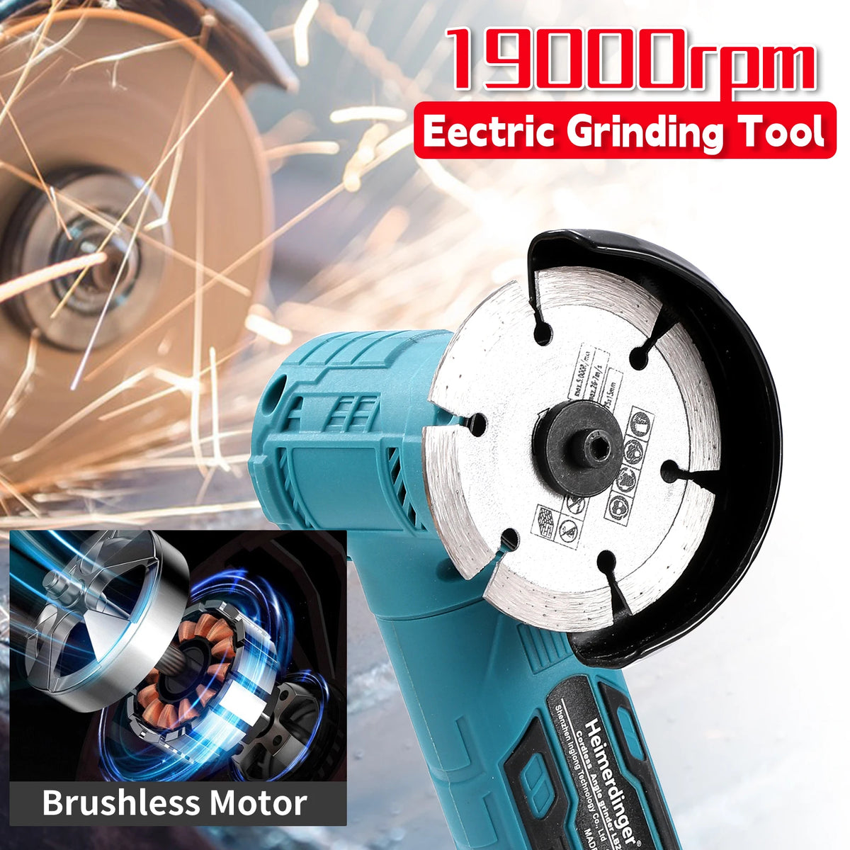 Heimerdinger 18V Brushless Mini Angle Grinder Kit Cordless G
