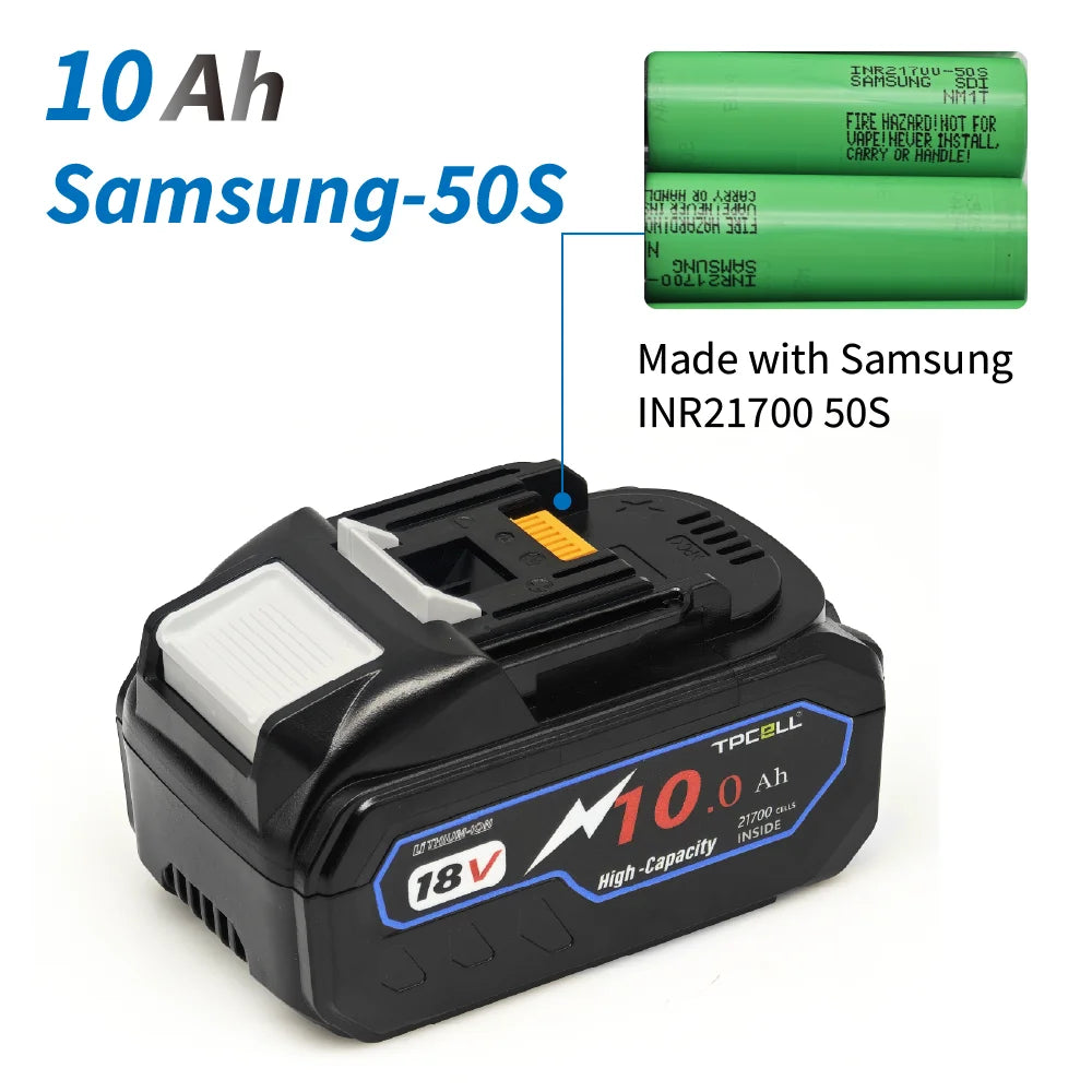 TPCELL Upgraded 8AH/10AH For MKT 18V 21700 Battery Power Tools Li-ion