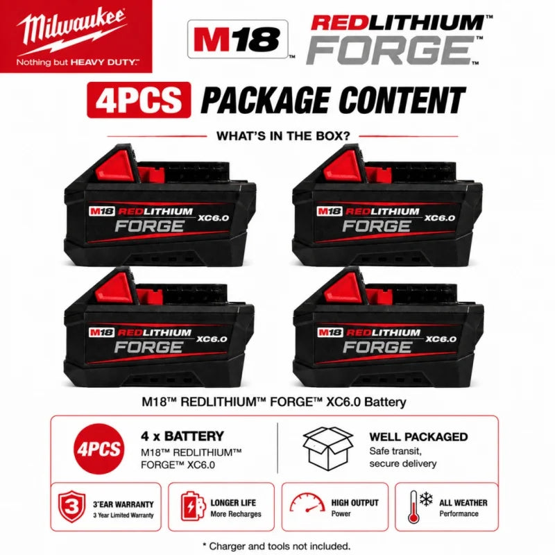 100% New Milwaukee M18 6.0Ah High Output Battery 18V Lithium-ion Rechargeable for Milwaukee M18 Cordless Power Tools 6Ah Battery