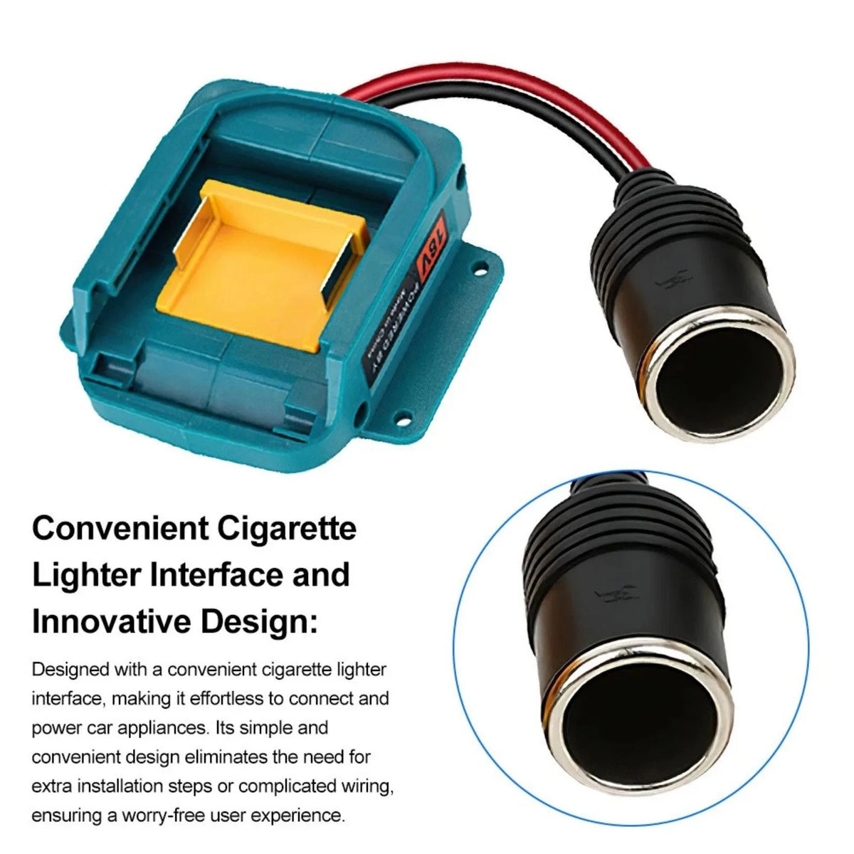 Car Cigarette Lighter Adapter for Makita 18V Lithium Battery