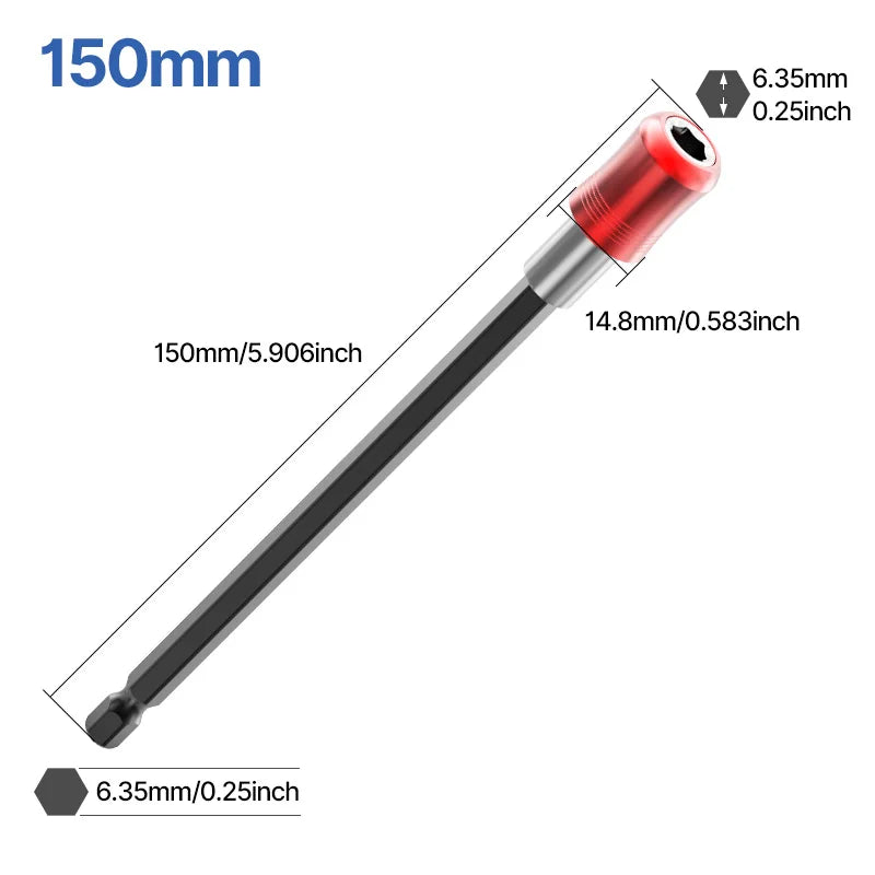 LIDIAO Magnetic Hex Bit Extension Bar Hexagonal Handle Red Three Piece Set Quick Release Self-locking Extension Rod Screwdriver