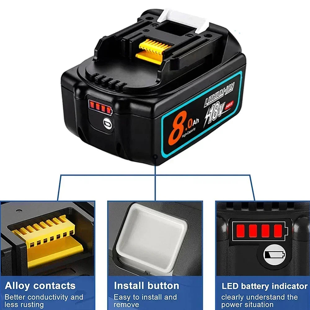 Upgraded 18V 6.0 8.0Ah Rechargeable Battery Replace for Maki