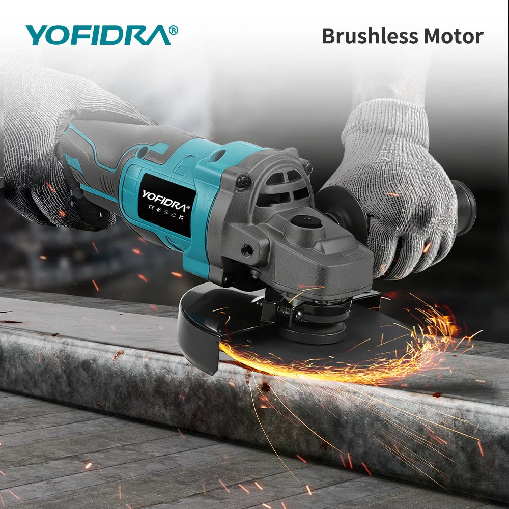 YOFIDRA 125mm Brushless Angle Grinder 20000RPM Cordless Grin