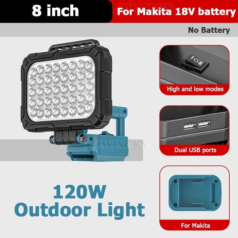For Makita 18V Li-ion Battery Tool Accessories LED Working Light Lamp Flashlight Torch Spotlight Emergency Tool Light No Battery