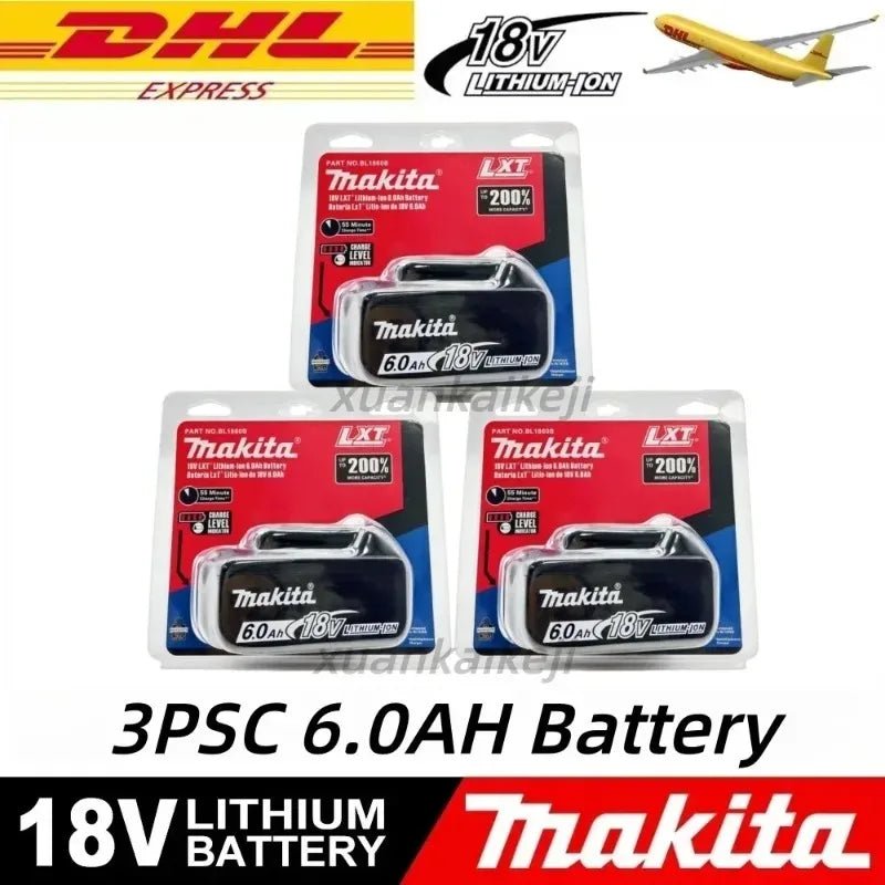 6Ah 100% Original Makita 18V Battery BL1860B Rechargeable Lithium-Ion Battery for Makita 18V Power Tools Replace the Battery.