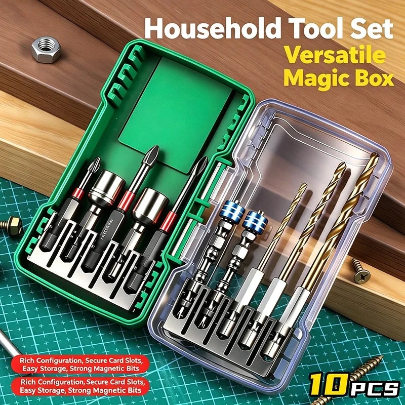 10PCS Magnetic Impact Screwdriver Bit Set Hex Shank High Tor