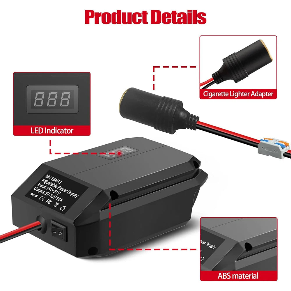Power Wheel Adapter 18V to 12V Step Down Converter For Makit