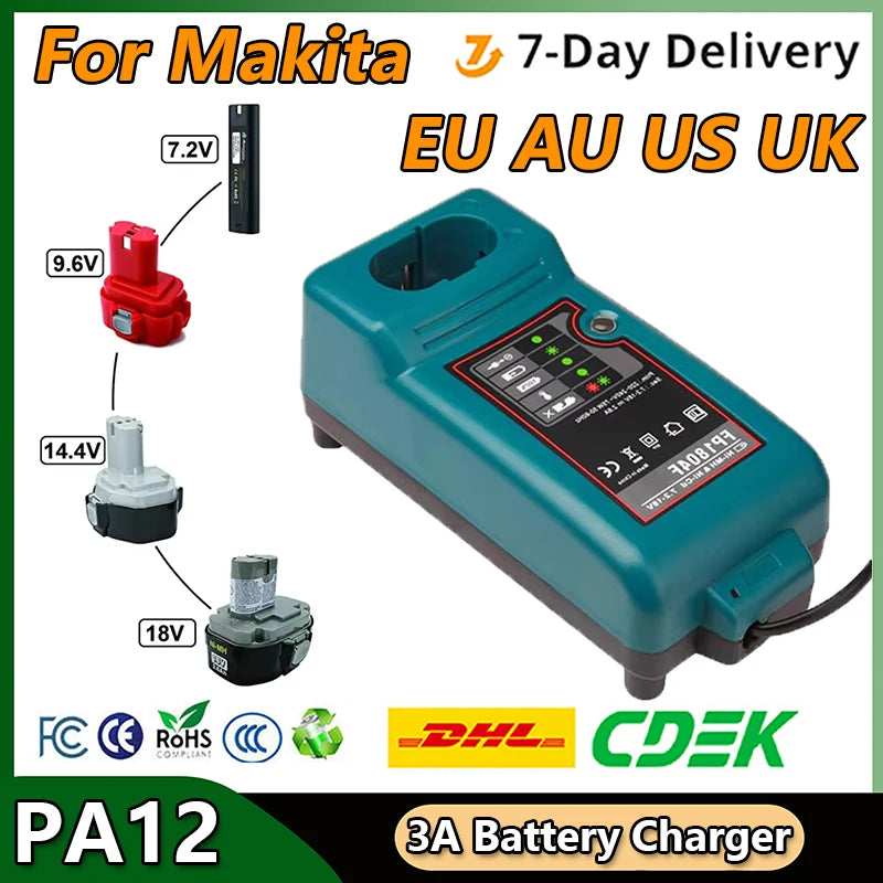 Battery Charger For Makita PA12 PA18 DC1804 DC1822 7.2V-18V 