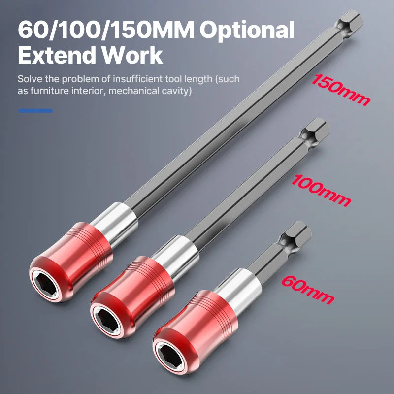 LIDIAO Magnetic Hex Bit Extension Bar Hexagonal Handle Red T