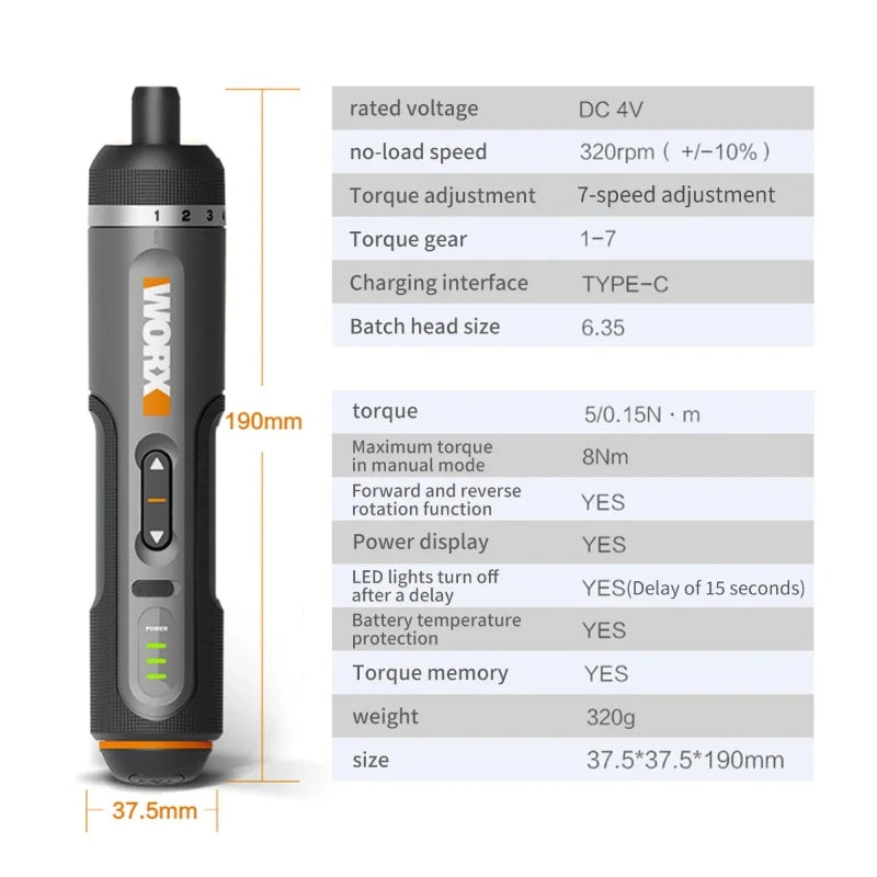 Worx 30 Bit Sets Power Tools WX242 Electrical Screwdriver Se
