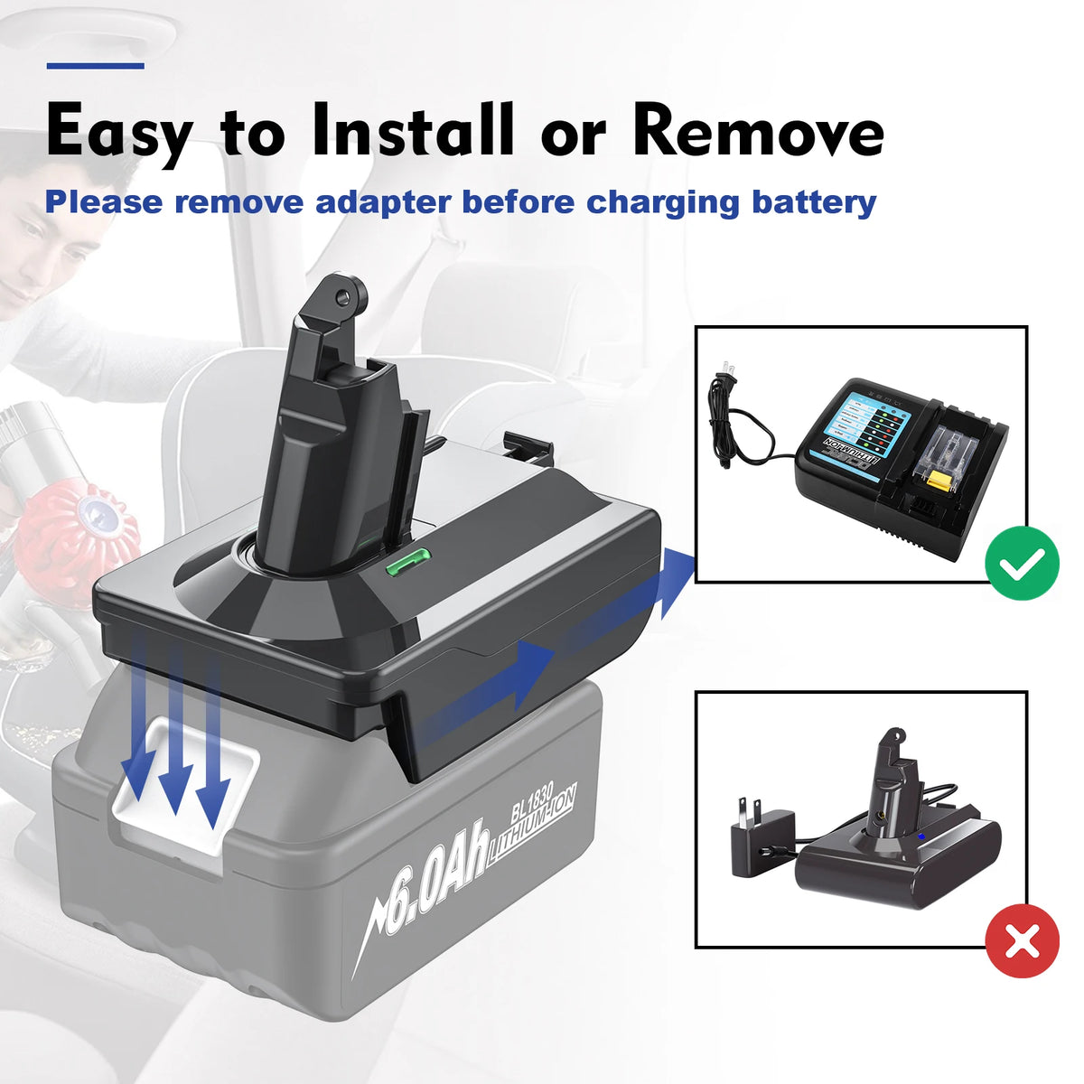 Adapter for Makita/Dewalt/Milwauke 18V Lithium Battery Conve