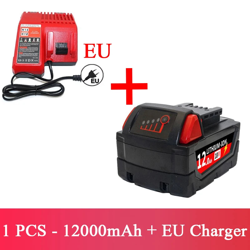 For Milwaukee M18 Power Tool Battery Charger BR XC 18V Milwaukee M18B5 48-11-1860 Built-in 18650 Battery 6.0Ah/9.0Ah/12.0Ah
