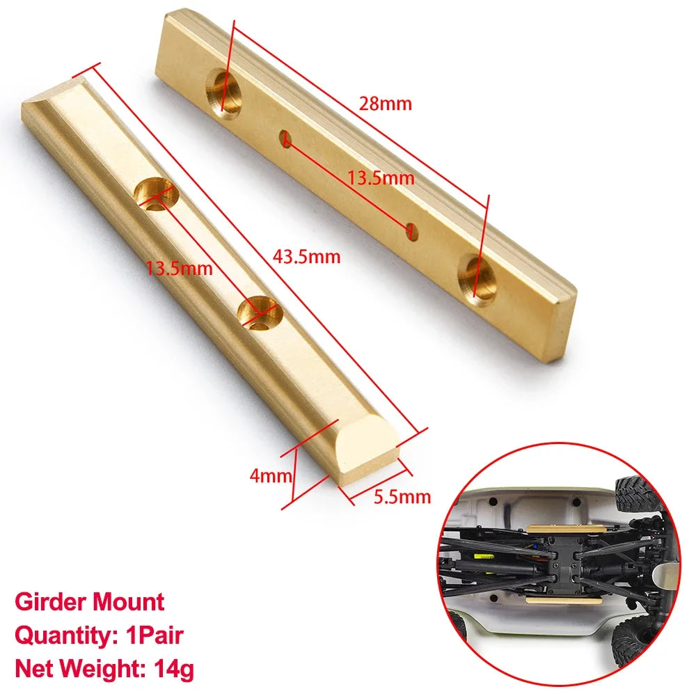 YEAHRUN Axial SCX24 Upgrade Parts Brass Counterweight Wheel Hex Adapter Axle Diff Cover Steering Knuckle Girder Motor Gears