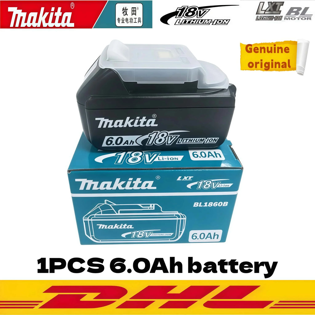 Original Makita 18V BL1860 6Ah Lithium Battery Power Tool Battery Replacement LXT BL1850B BL1840 18V Screwdriver with Battery MA