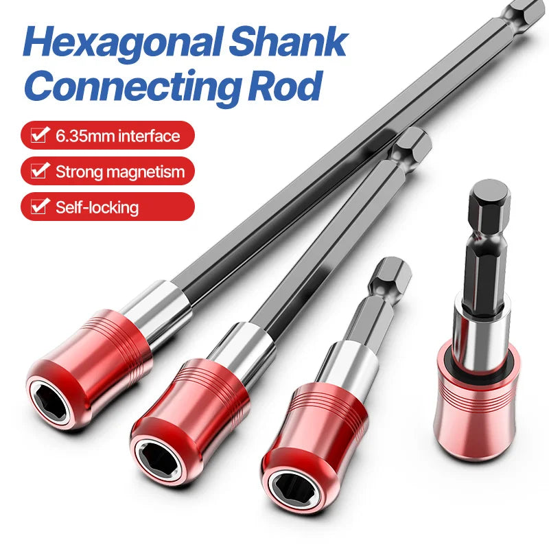 LIDIAO Magnetic Hex Bit Extension Bar Hexagonal Handle Red T