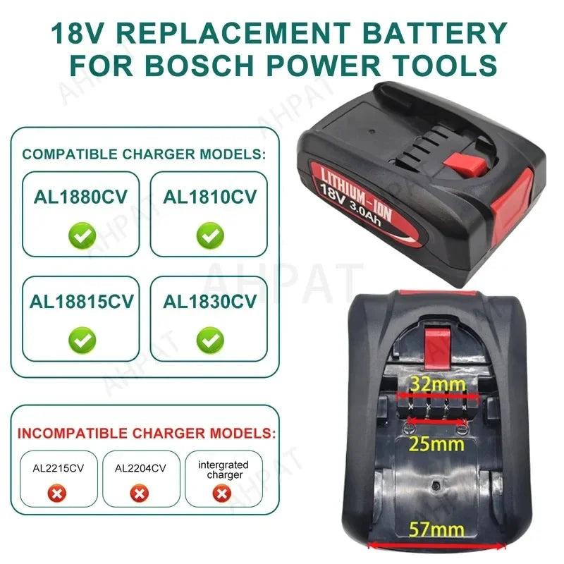 18V 3.0Ah Li-ion Replacement Battery for Bosch PBA PSB PSR P
