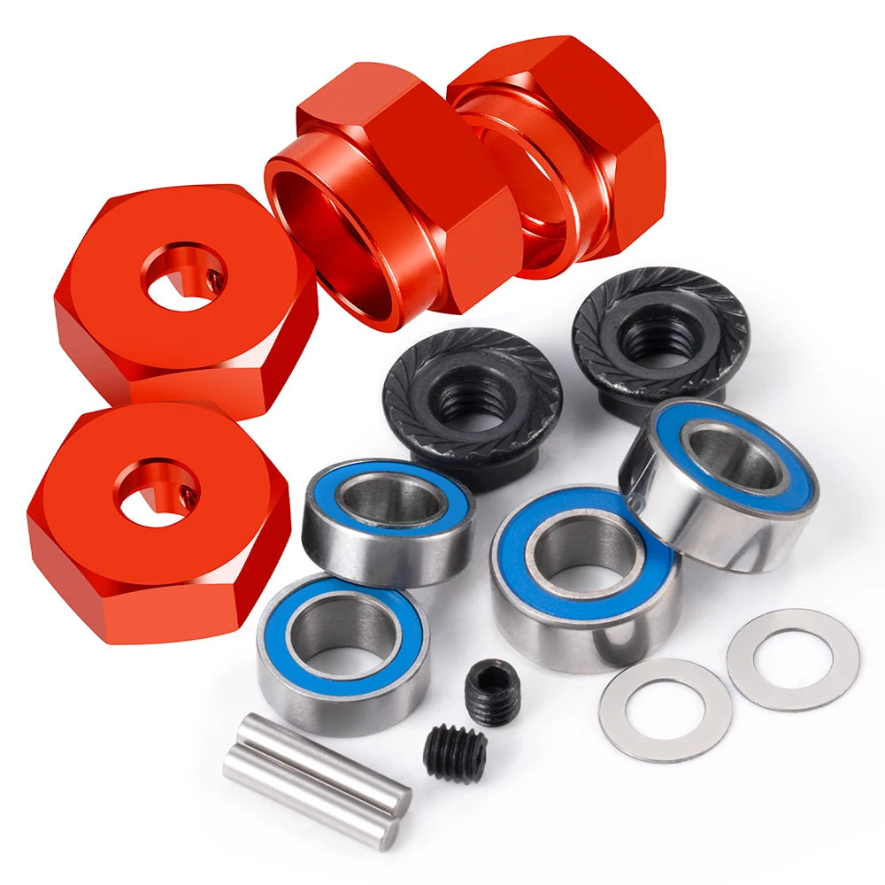 TRINOOD 4Pcs Alu 12mm Hex Wheels Rims Hub Adapter with Beari
