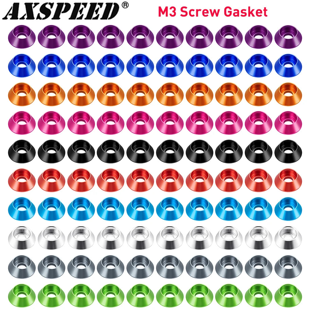 AXSPEED 10Pcs Aluminum M3 Countersunk Head Washer Gasket Cap
