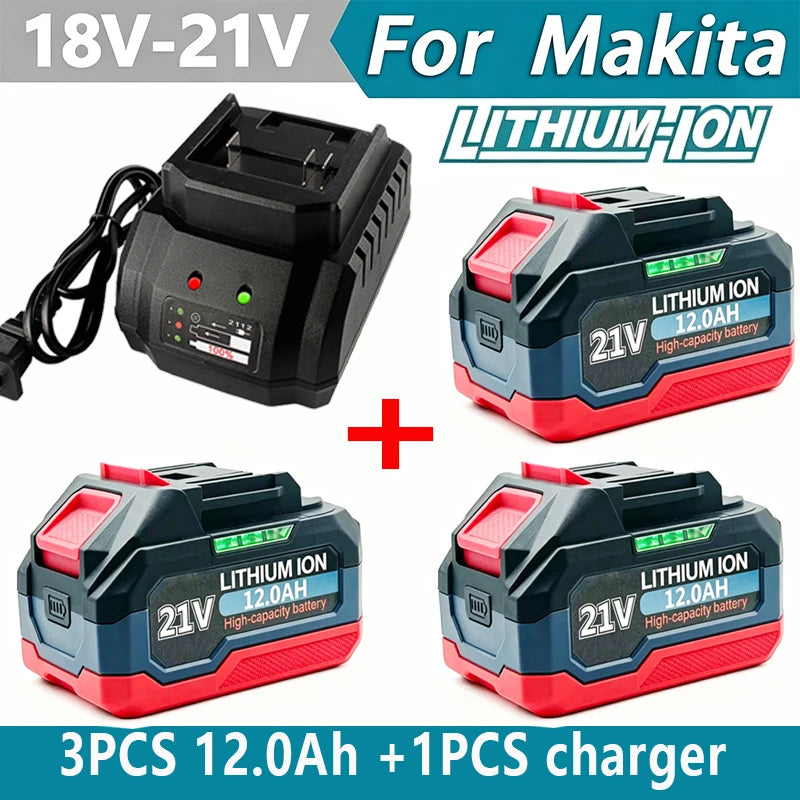 21V 12.0AH For Makita 18V Battery Power Tool Battery LED Indicator Batteries Pack For Makita 18V Cordless Electric Power Tools
