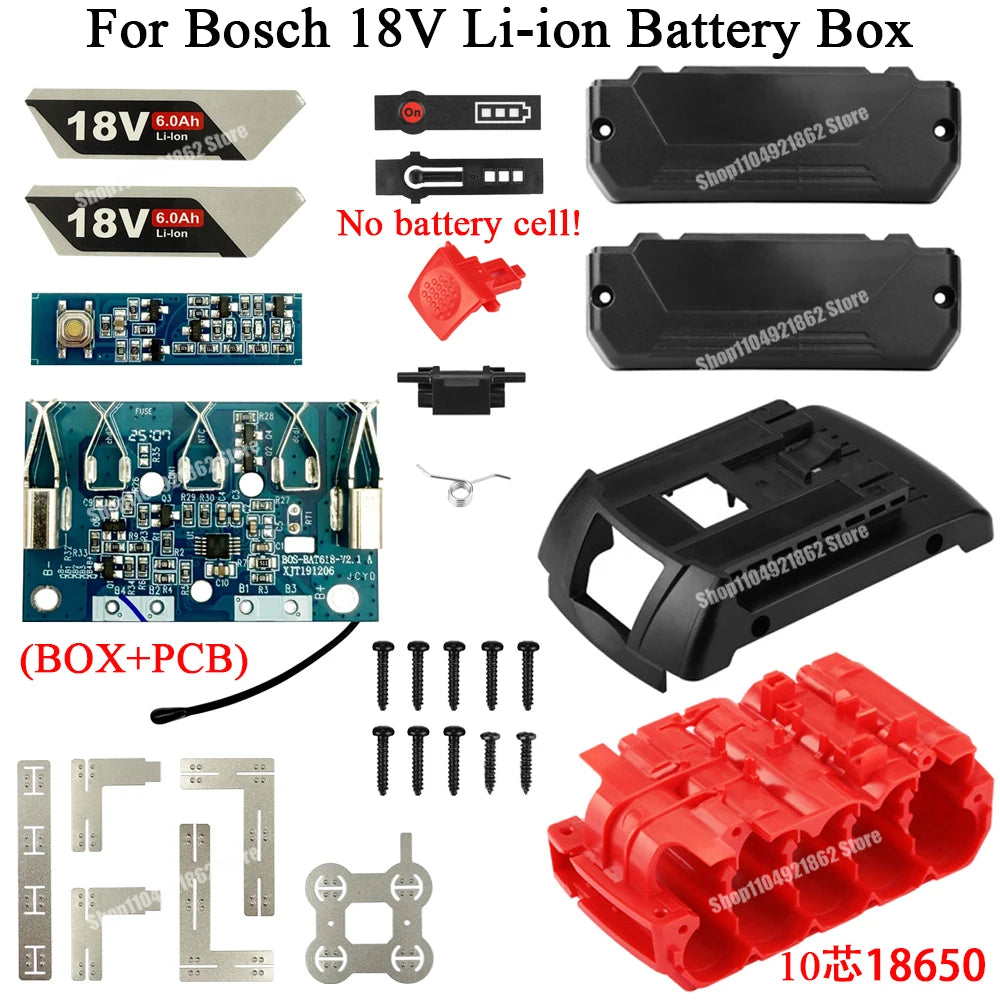 Power Tool BAT618 Lithium Battery Plastic Case BOX Charging Protection Circuit Board PCBA for Bosch 18V Battery Shell Housings