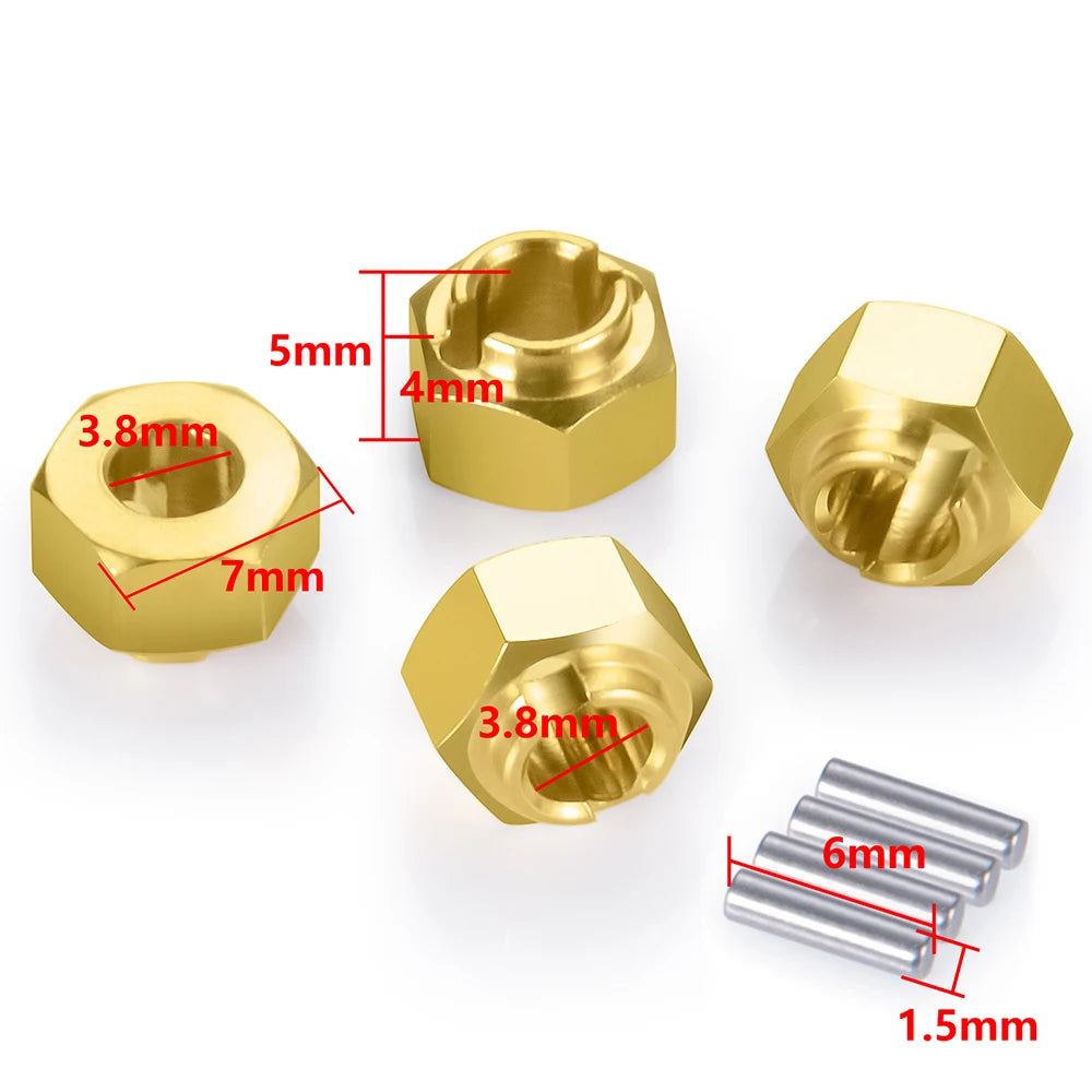 AXSPEED Brass Wheel Hex Hub Extenders Adapter 4/5/6/7/10mm for 1/18 RC Crawler Car TRX4M Bronco Defender Upgrade Parts