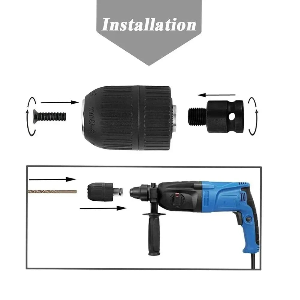 Drill Chuck With 1/2inch Chuck Socket Square Female Adapter 
