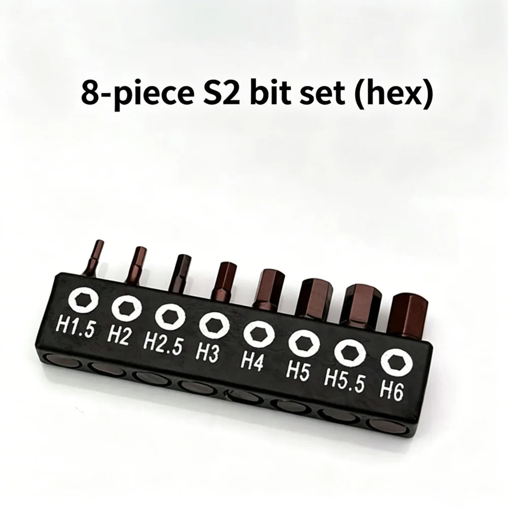 8pcs 1/4 Screwdriver Bit Set S2 25mm Cross Hexagonal Torx wi