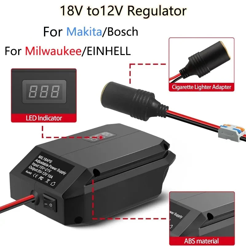 DC 18V to 12V Step Down Converter for Dewalt/Makita/Milwauke