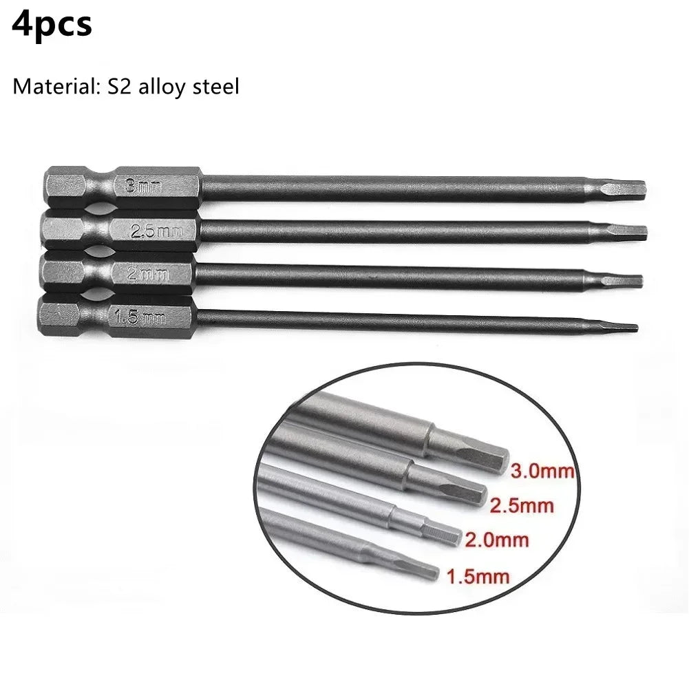 4Pcs Magnetic Hex Head Drill Bits Set Hex Key Screwdriver Socket Bits for Electric Drill & Screwdriver